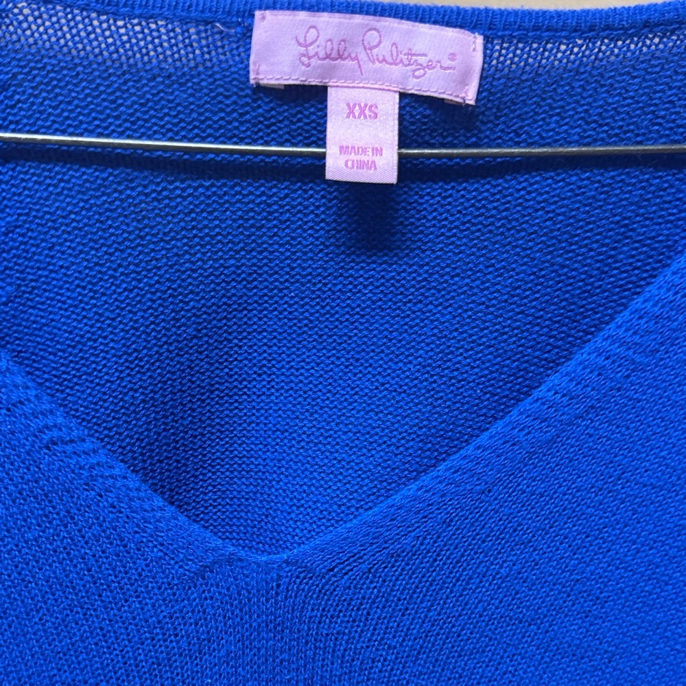 Lilly Pulitzer Women's V-Neck Sweater in Vibrant Blue - Picture 3 of 5